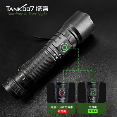 TANK007強(qiáng)光手電筒戶外伸縮調(diào)焦手電LED直充遠(yuǎn)射電筒KZ03